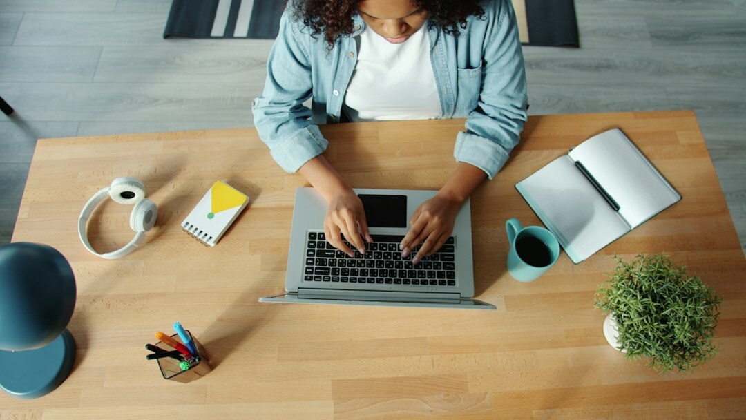 person studying online at home
