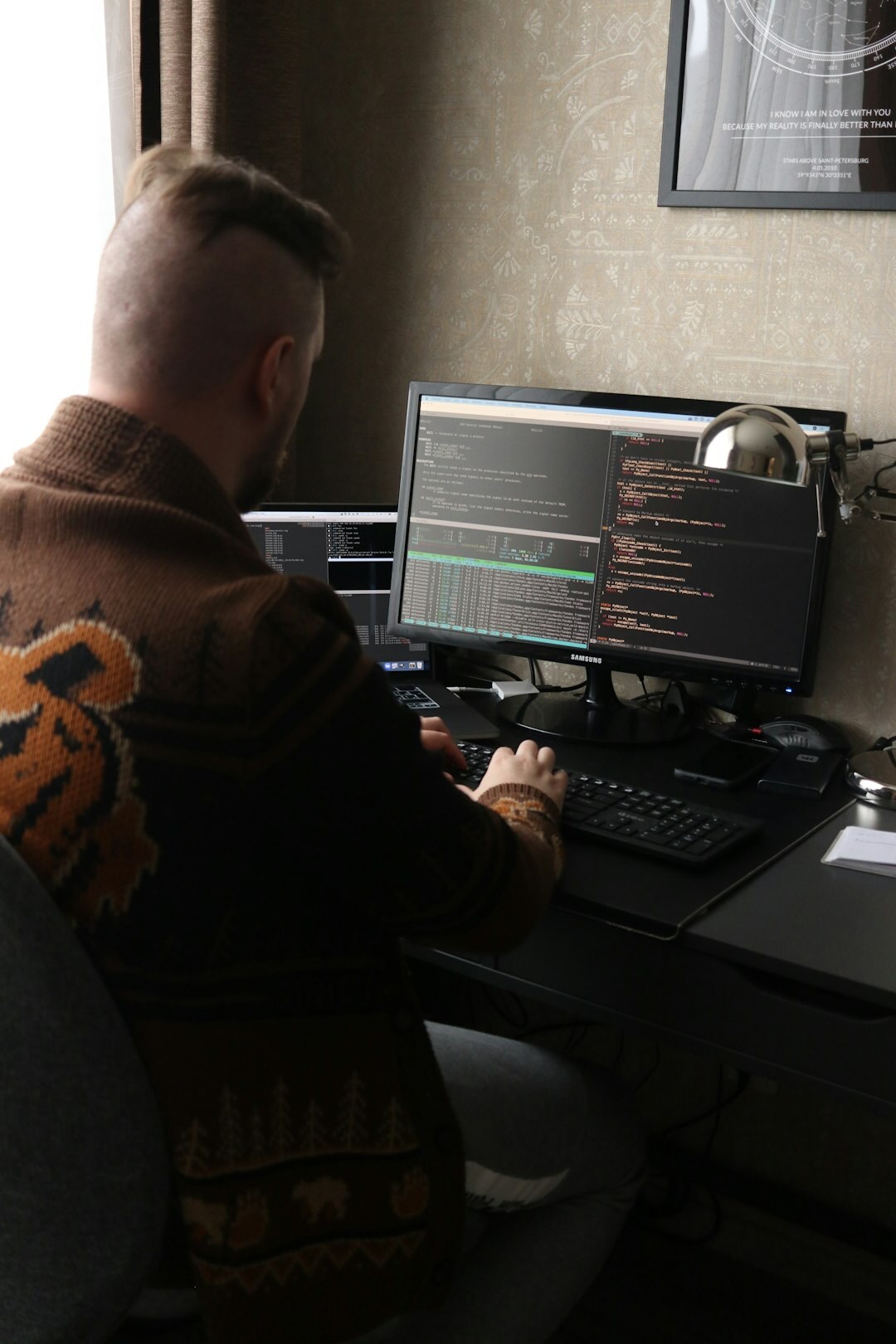 programmer solving puzzle on screen
