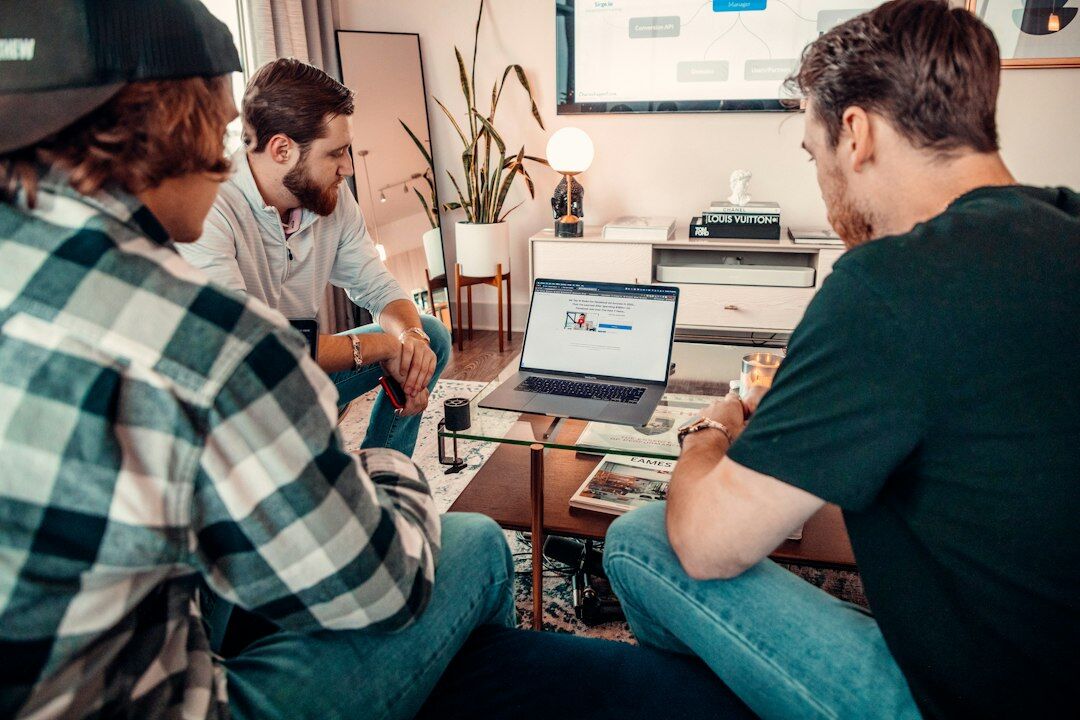 team discussing code together